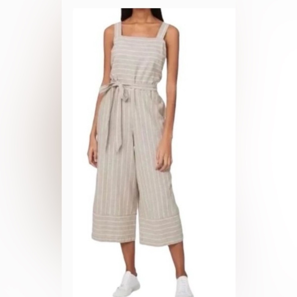 beachlunchlounge Talia Stripe Cotton & Linen Jumpsuit